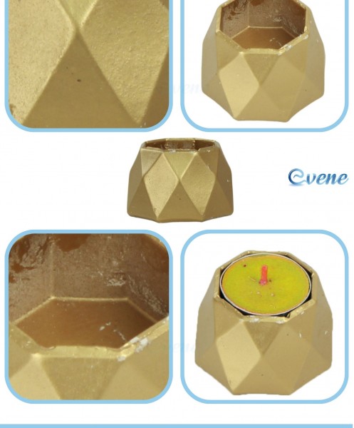 Altın Mumluk Şamdan 3 Adet Tealight Uyumlu Poly 1 Küçük Model